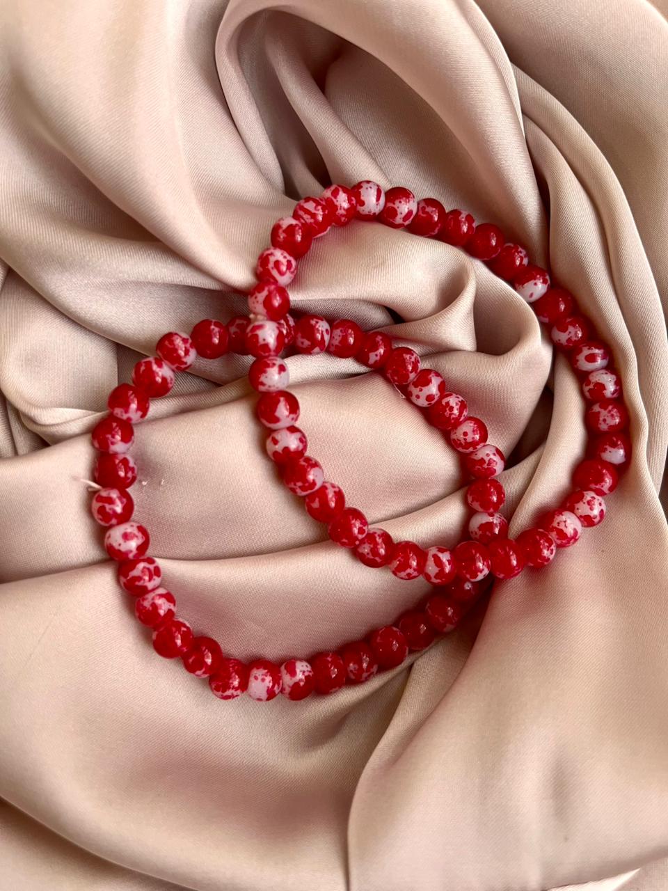 Crimson Frost Bead Bracelet